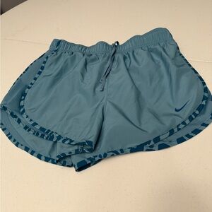 Nike Women's Teal Athletic Running Shorts with Patterned Trim